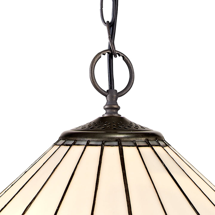 Nelson Lighting NLK03419 Umbrian 2 Light Down Lighter Pendant With 40cm Tiffany Shade Grey/Chrome/Antique Brass