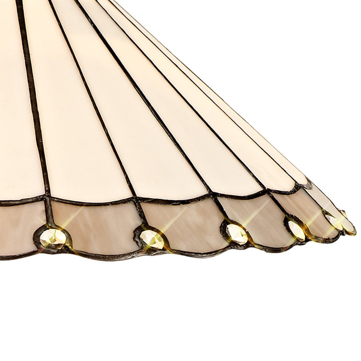 Nelson Lighting NLK03419 Umbrian 2 Light Down Lighter Pendant With 40cm Tiffany Shade Grey/Chrome/Antique Brass
