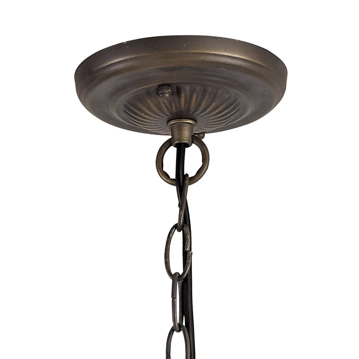 Nelson Lighting NLK03429 Umbrian 3 Light Down Lighter Pendant With 40cm Tiffany Shade Grey/Chrome/Antique Brass