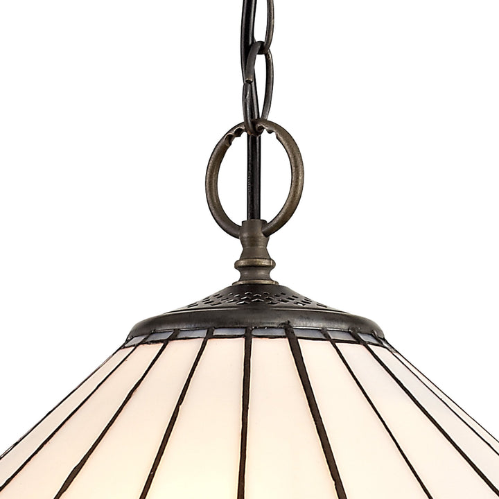 Nelson Lighting NLK03429 Umbrian 3 Light Down Lighter Pendant With 40cm Tiffany Shade Grey/Chrome/Antique Brass