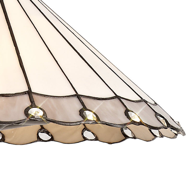 Nelson Lighting NLK03429 Umbrian 3 Light Down Lighter Pendant With 40cm Tiffany Shade Grey/Chrome/Antique Brass