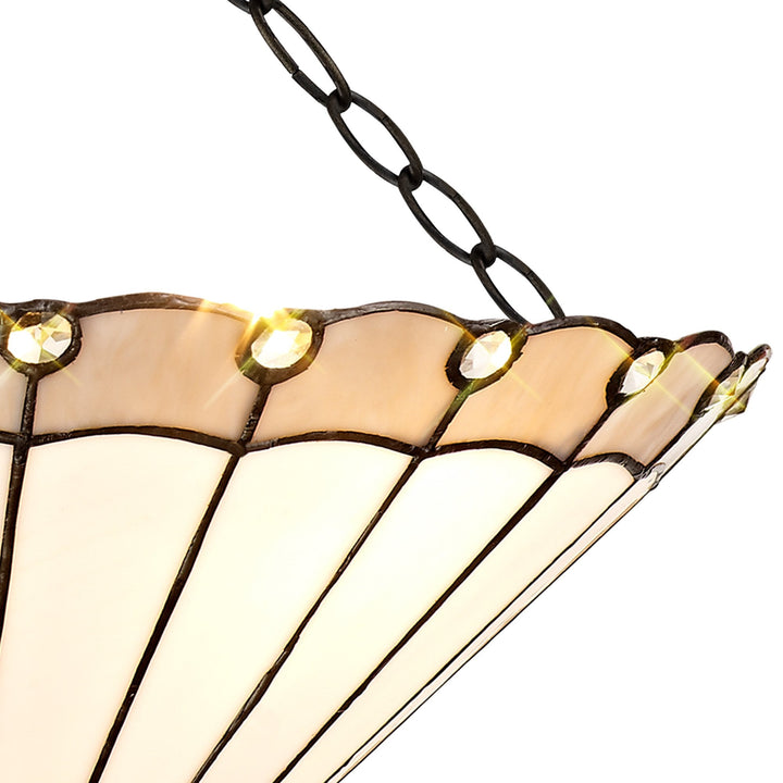 Nelson Lighting NLK03439 Umbrian 3 Light Semi Ceiling With 40cm Tiffany Shade Grey/Chrome/Antique Brass