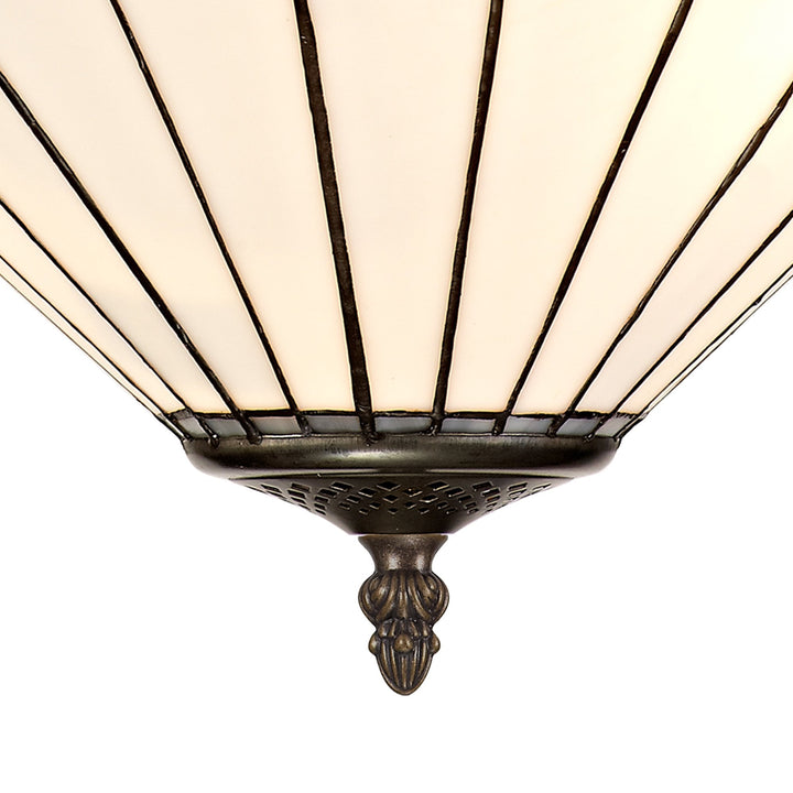 Nelson Lighting NLK03439 Umbrian 3 Light Semi Ceiling With 40cm Tiffany Shade Grey/Chrome/Antique Brass