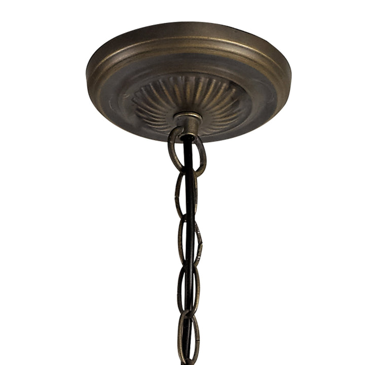Nelson Lighting NLK03449 Umbrian 3 Light Up Lighter Pendant With 40cm Tiffany Shade Grey/Chrome/Antique Brass