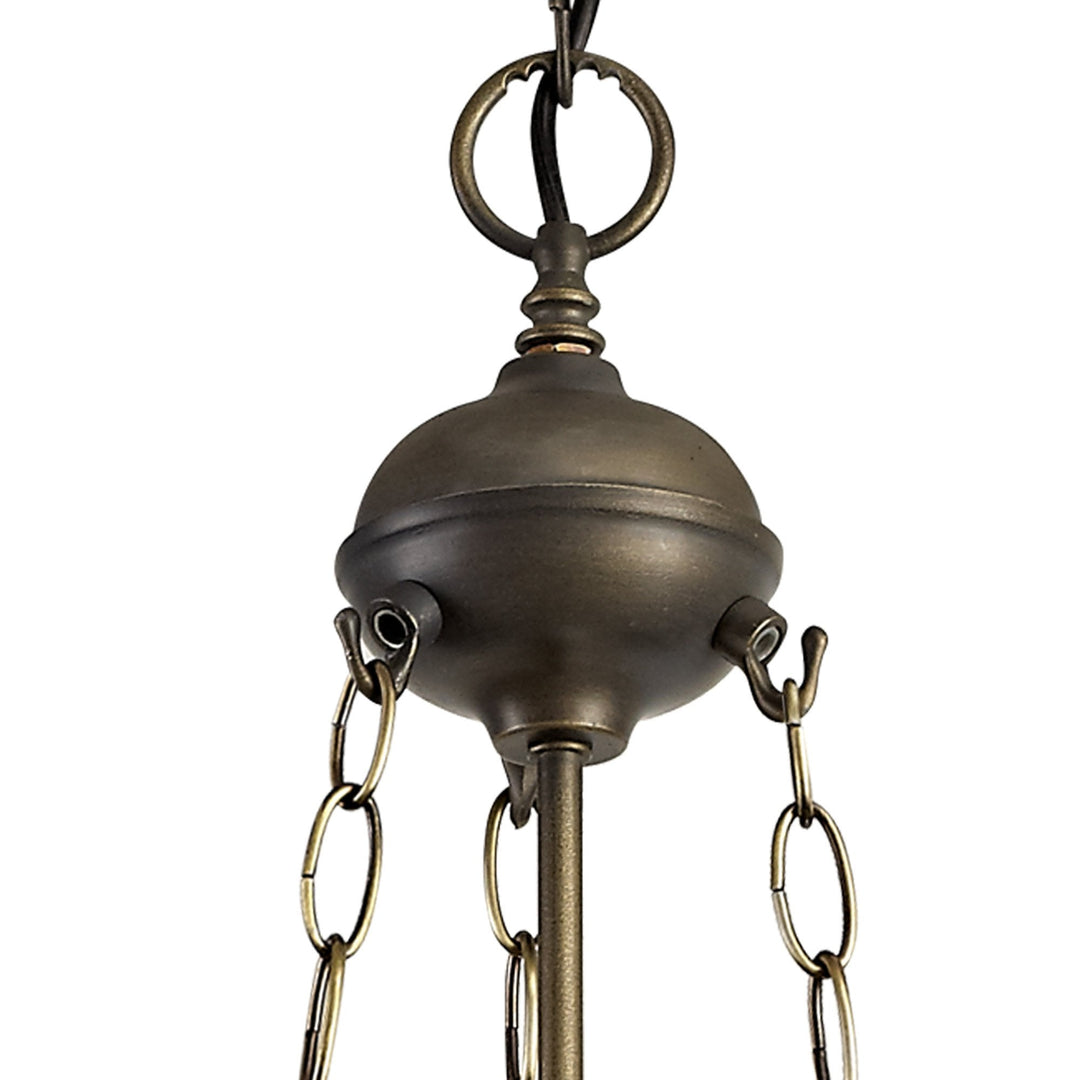 Nelson Lighting NLK03449 Umbrian 3 Light Up Lighter Pendant With 40cm Tiffany Shade Grey/Chrome/Antique Brass