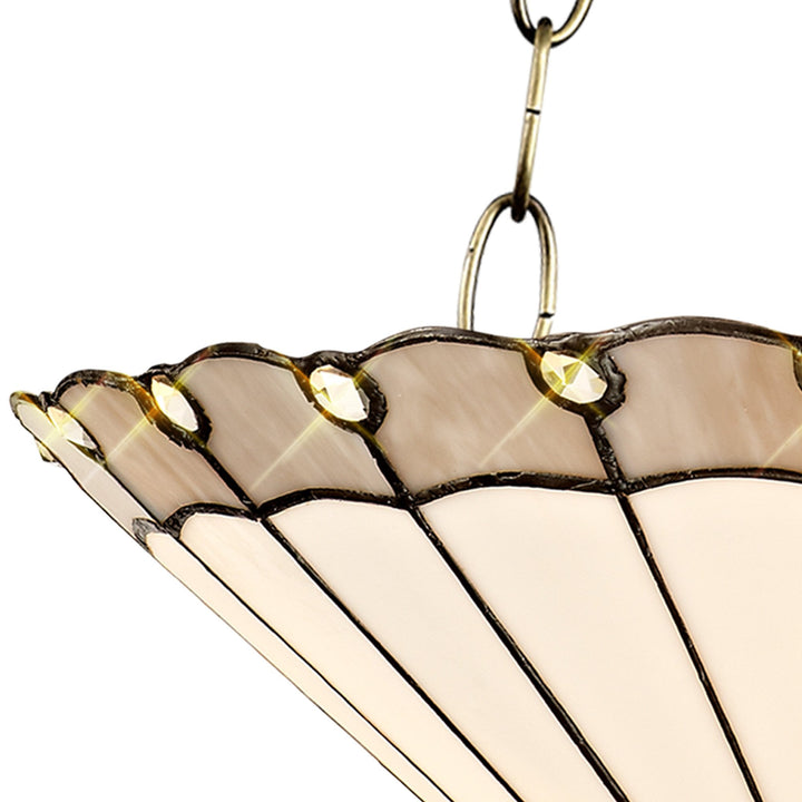 Nelson Lighting NLK03449 Umbrian 3 Light Up Lighter Pendant With 40cm Tiffany Shade Grey/Chrome/Antique Brass
