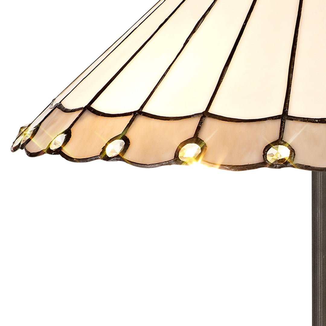 Nelson Lighting NLK03459 Umbrian 2 Light Octagonal Floor Lamp With 40cm Tiffany Shade Grey/Chrome/Antique Brass