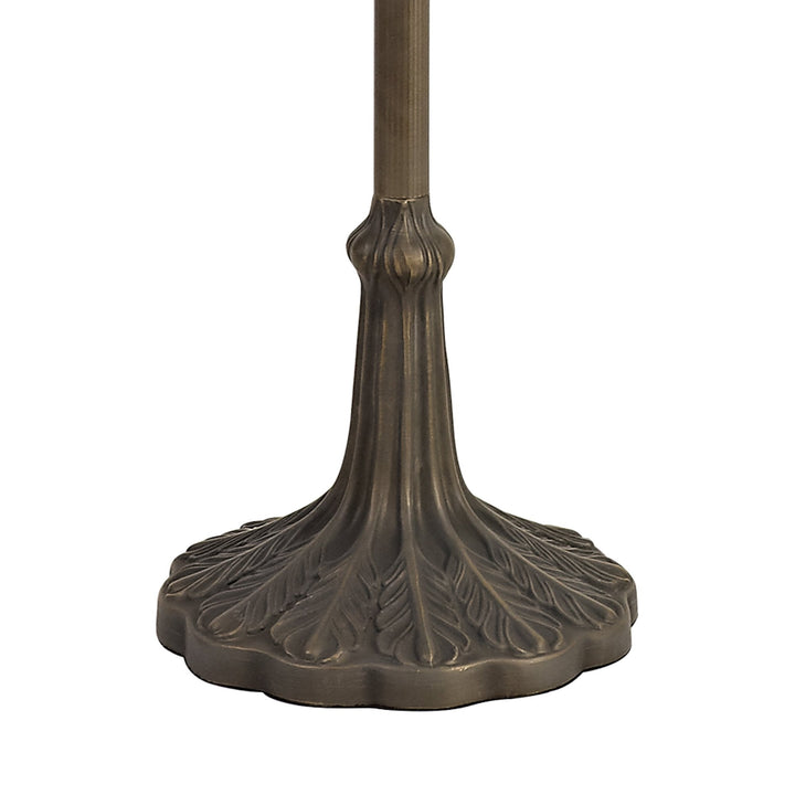 Nelson Lighting NLK03469 Umbrian 2 Light Leaf Design Floor Lamp With 40cm Tiffany Shade Grey/Chrome/Brass