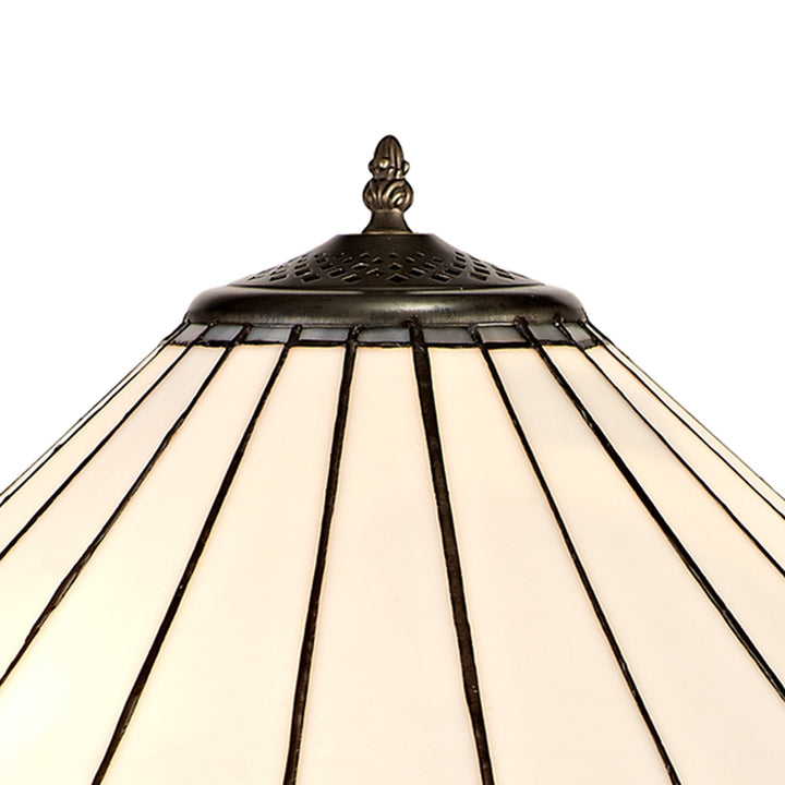 Nelson Lighting NLK03469 Umbrian 2 Light Leaf Design Floor Lamp With 40cm Tiffany Shade Grey/Chrome/Brass