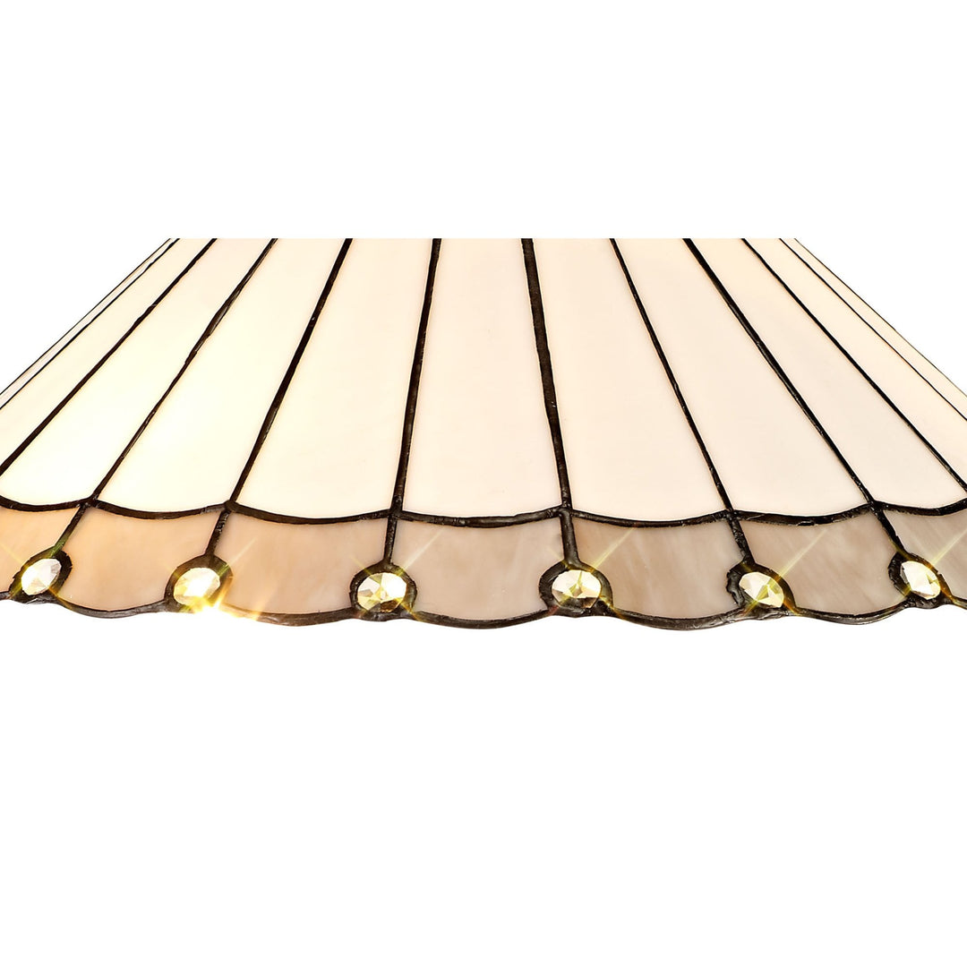 Nelson Lighting NLK03469 Umbrian 2 Light Leaf Design Floor Lamp With 40cm Tiffany Shade Grey/Chrome/Brass