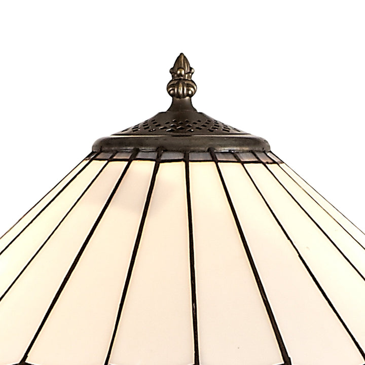 Nelson Lighting NLK03479 Umbrian 2 Light Stepped Design Floor Lamp With 40cm Tiffany Shade Grey/Chrome/Brass