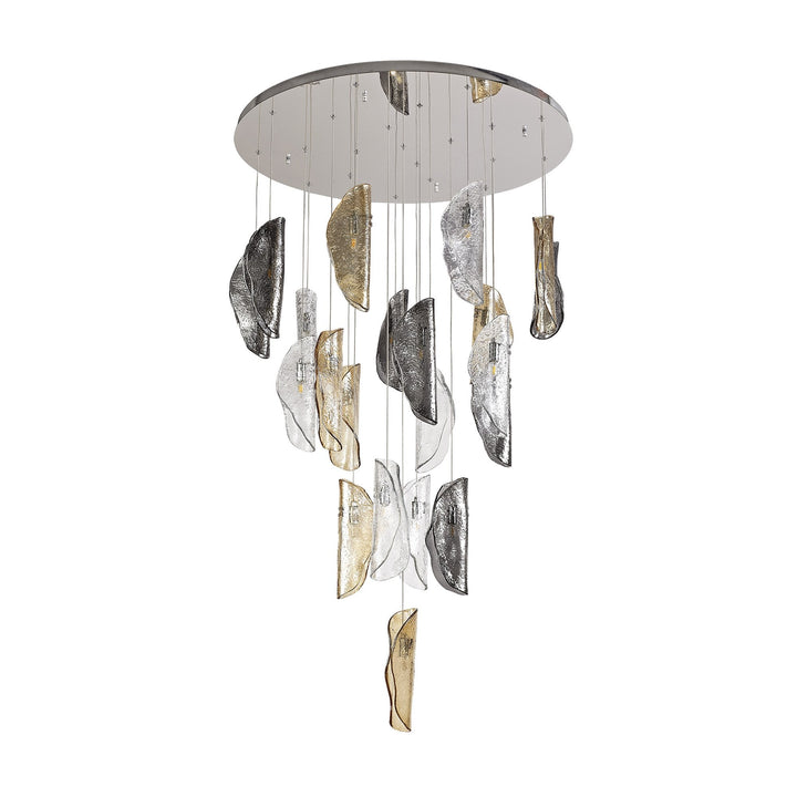 Nelson Lighting NL78609 Wish Pendant 5M 21 Light Polished Chrome/Clear & Amber & Smoked Glass