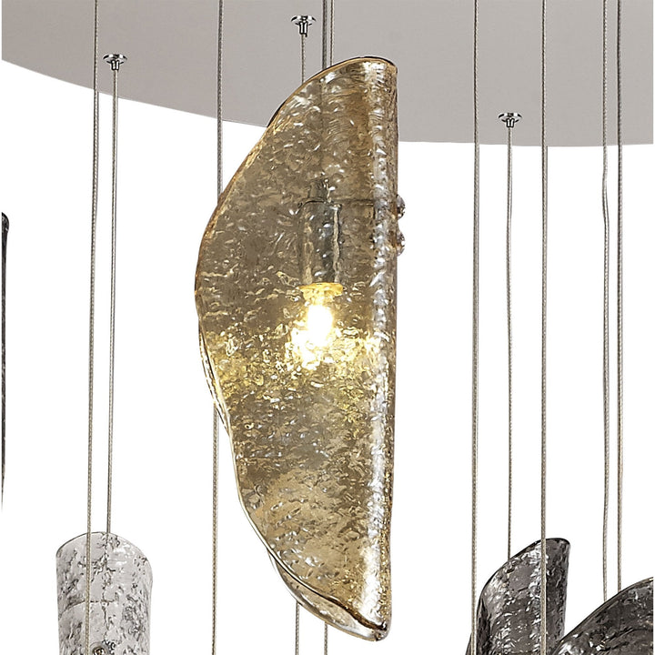 Nelson Lighting NL78609 Wish Pendant 5M 21 Light Polished Chrome/Clear & Amber & Smoked Glass
