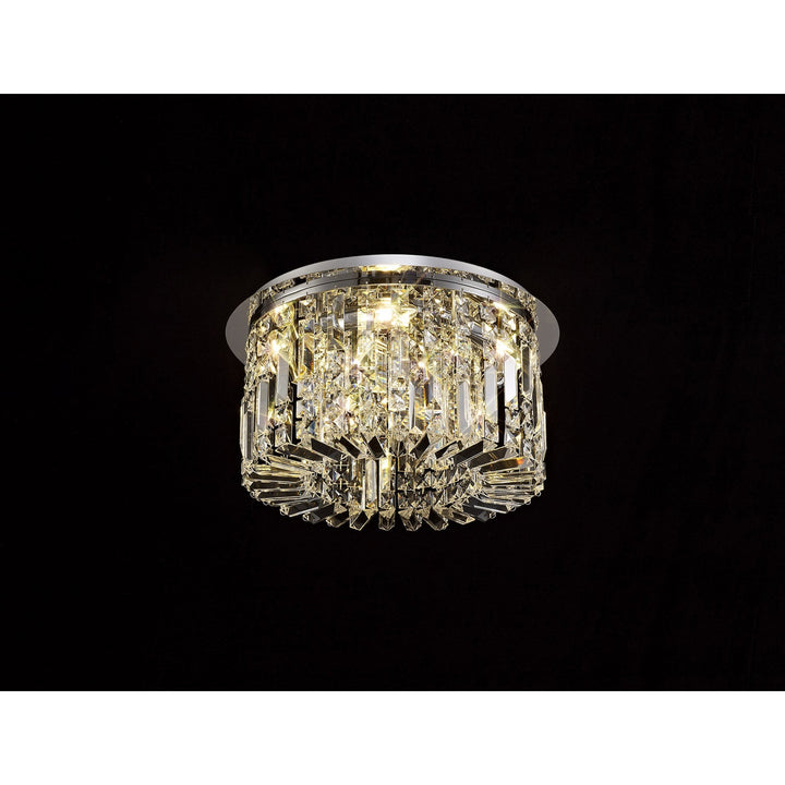 Nelson Lighting NL78049 Zian 45cm Round Flush Chandelier 5 Light Polished Chrome/Crystal