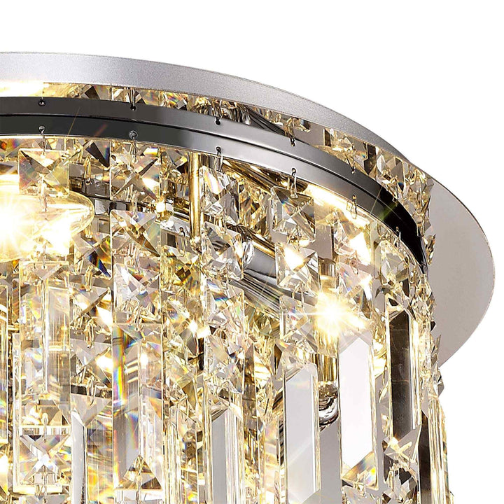 Nelson Lighting NL78049 Zian 45cm Round Flush Chandelier 5 Light Polished Chrome/Crystal