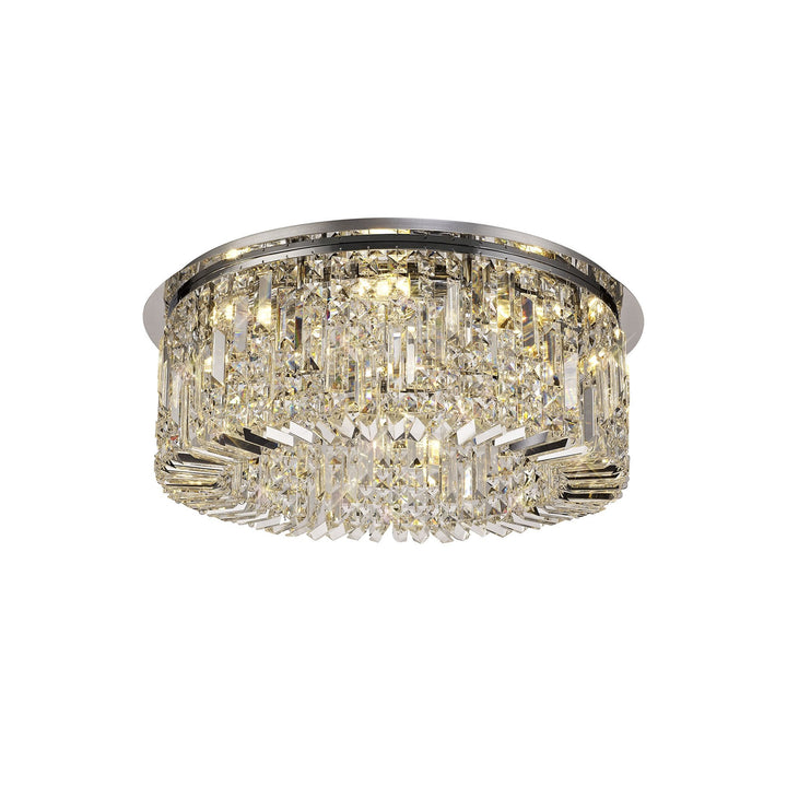 Nelson Lighting NL78059 Zian 65cm Round Flush Chandelier 8 Light Polished Chrome/Crystal