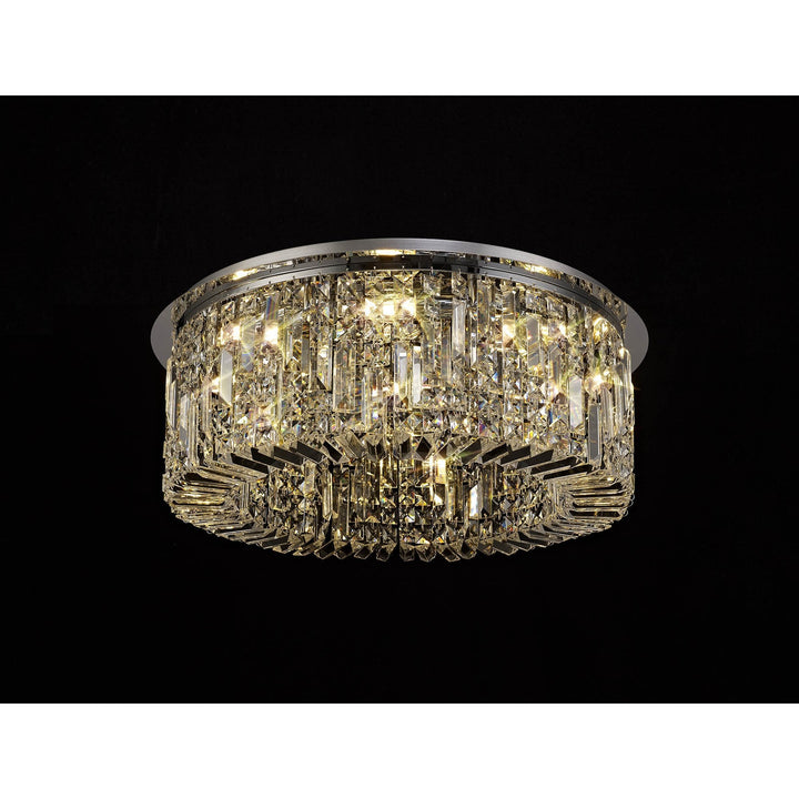 Nelson Lighting NL78059 Zian 65cm Round Flush Chandelier 8 Light Polished Chrome/Crystal