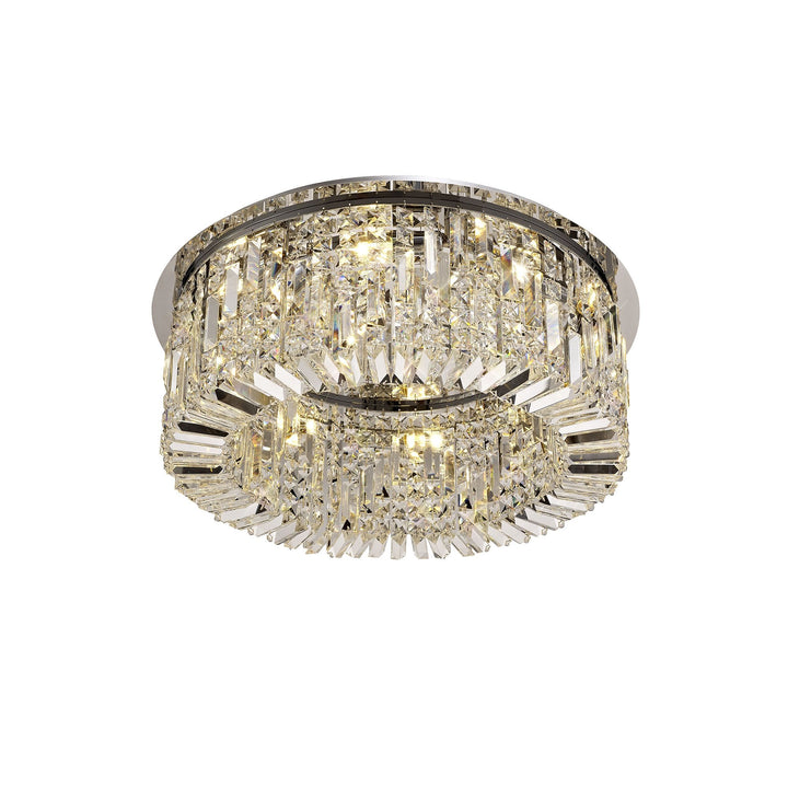 Nelson Lighting NL78059 Zian 65cm Round Flush Chandelier 8 Light Polished Chrome/Crystal