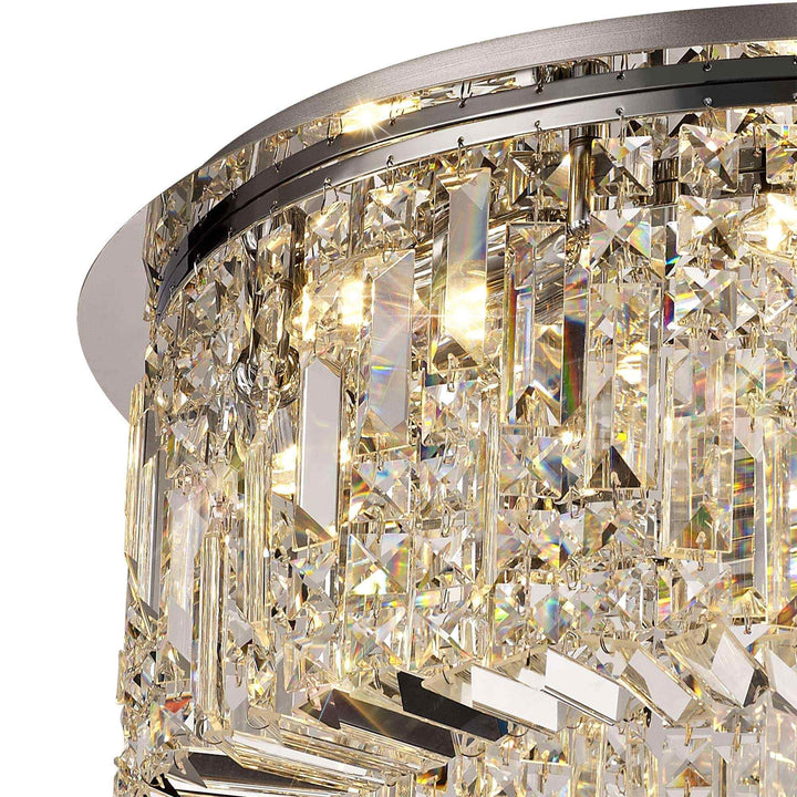 Nelson Lighting NL78059 Zian 65cm Round Flush Chandelier 8 Light Polished Chrome/Crystal