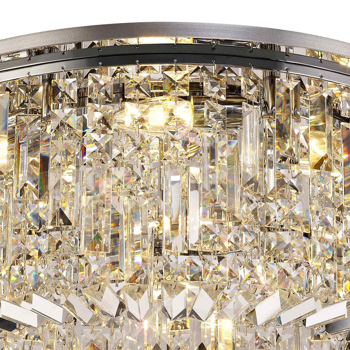 Nelson Lighting NL78059 Zian 65cm Round Flush Chandelier 8 Light Polished Chrome/Crystal