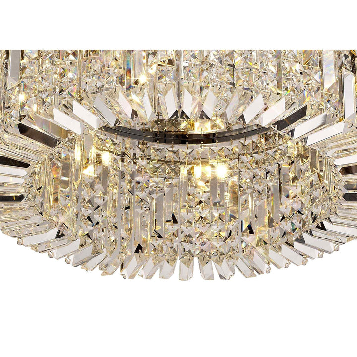 Nelson Lighting NL78059 Zian 65cm Round Flush Chandelier 8 Light Polished Chrome/Crystal