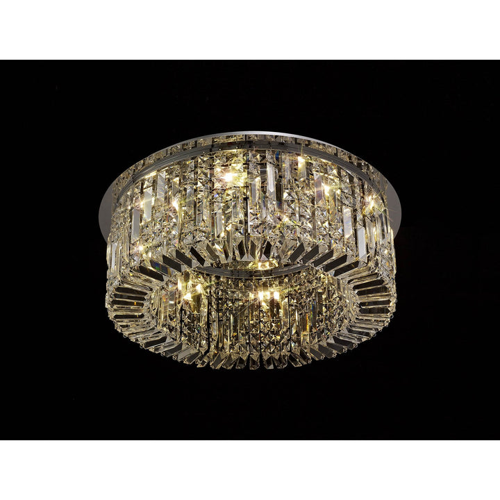 Nelson Lighting NL78059 Zian 65cm Round Flush Chandelier 8 Light Polished Chrome/Crystal