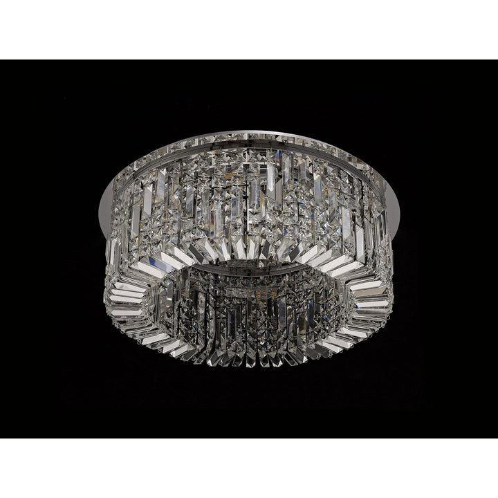 Nelson Lighting NL78059 Zian 65cm Round Flush Chandelier 8 Light Polished Chrome/Crystal