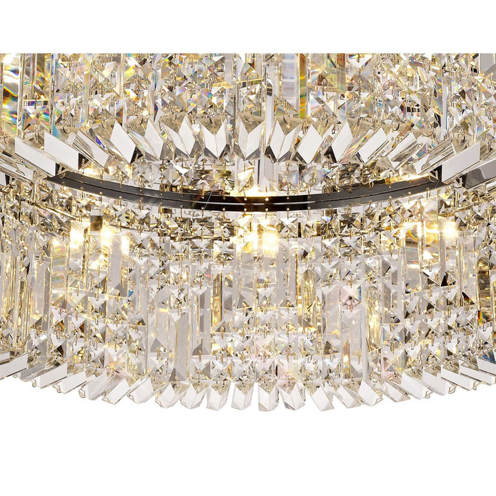 Nelson Lighting NL78069 Zian 80cm Round Flush Chandelier 12 Light Polished Chrome/Crystal