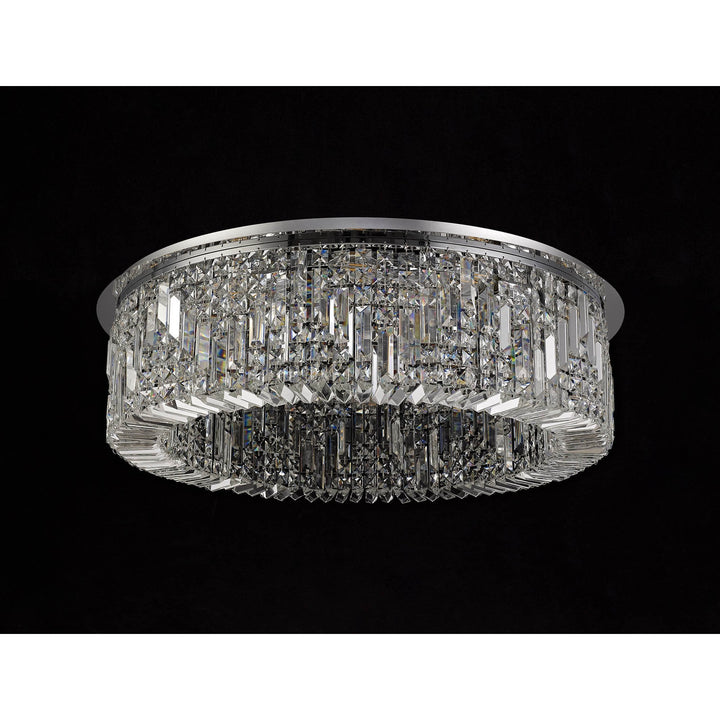 Nelson Lighting NL78069 Zian 80cm Round Flush Chandelier 12 Light Polished Chrome/Crystal