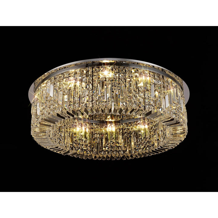 Nelson Lighting NL78069 Zian 80cm Round Flush Chandelier 12 Light Polished Chrome/Crystal