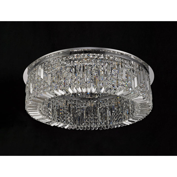 Nelson Lighting NL78069 Zian 80cm Round Flush Chandelier 12 Light Polished Chrome/Crystal