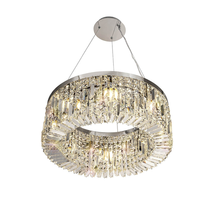 Nelson Lighting NL78079 Zian 60cm Round Pendant Chandelier 8 Light Polished Chrome/Crystal