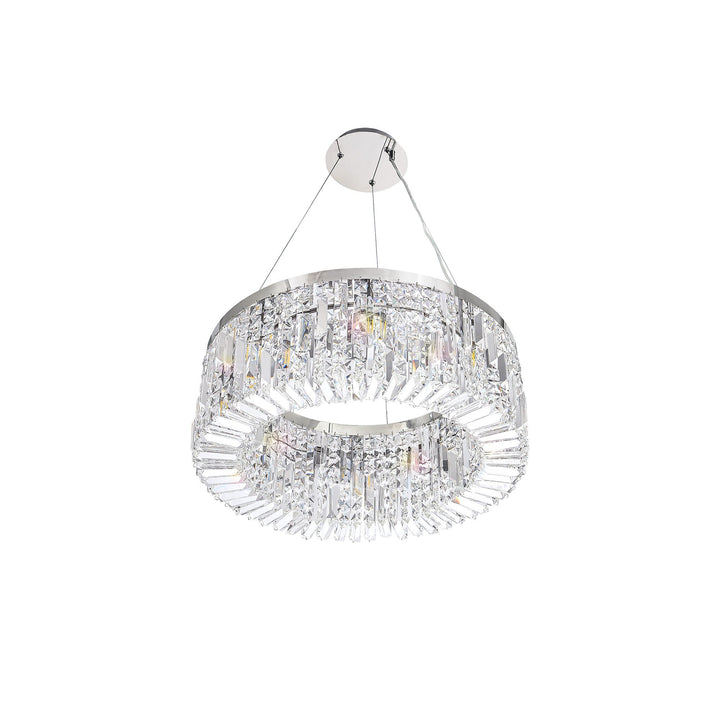 Nelson Lighting NL78079 Zian 60cm Round Pendant Chandelier 8 Light Polished Chrome/Crystal
