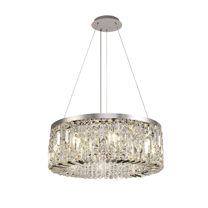 Nelson Lighting NL78079 Zian 60cm Round Pendant Chandelier 8 Light Polished Chrome/Crystal