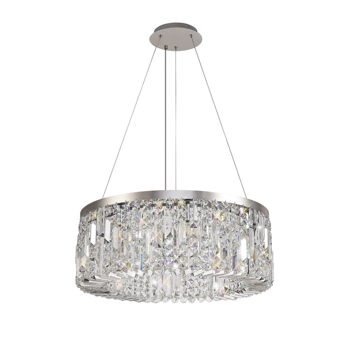 Nelson Lighting NL78079 Zian 60cm Round Pendant Chandelier 8 Light Polished Chrome/Crystal