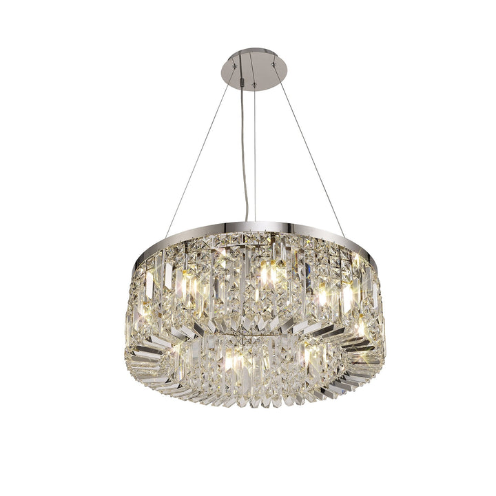 Nelson Lighting NL78079 Zian 60cm Round Pendant Chandelier 8 Light Polished Chrome/Crystal