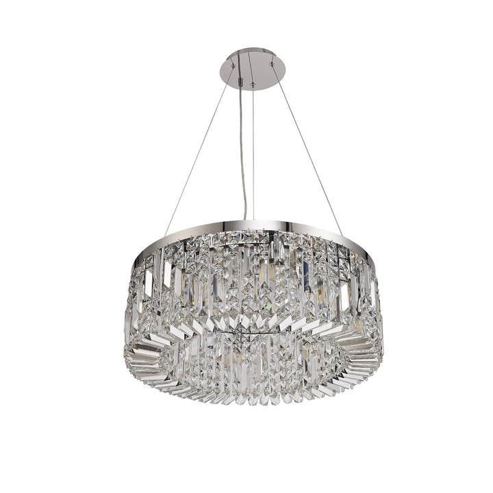 Nelson Lighting NL78079 Zian 60cm Round Pendant Chandelier 8 Light Polished Chrome/Crystal
