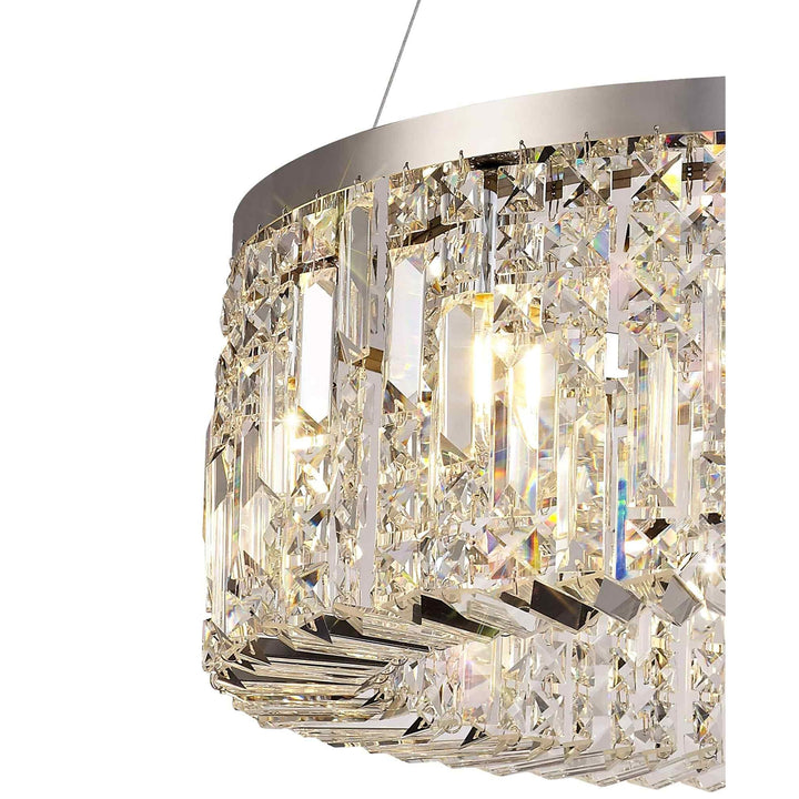 Nelson Lighting NL78079 Zian 60cm Round Pendant Chandelier 8 Light Polished Chrome/Crystal