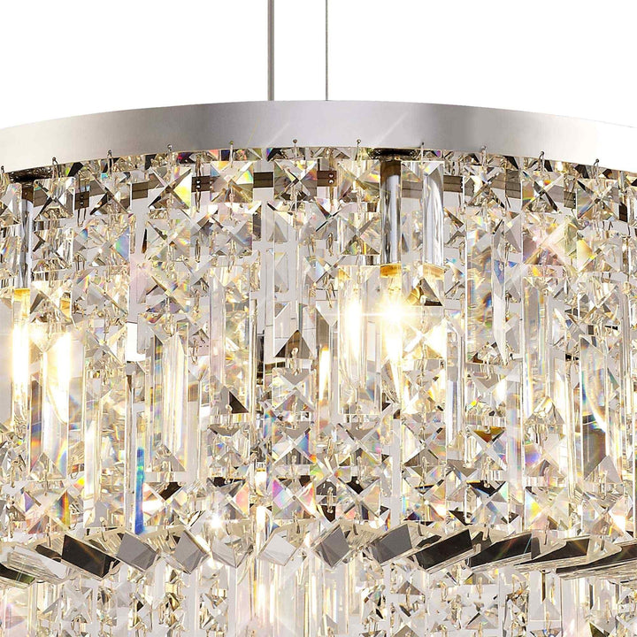 Nelson Lighting NL78079 Zian 60cm Round Pendant Chandelier 8 Light Polished Chrome/Crystal