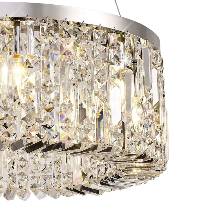 Nelson Lighting NL78079 Zian 60cm Round Pendant Chandelier 8 Light Polished Chrome/Crystal