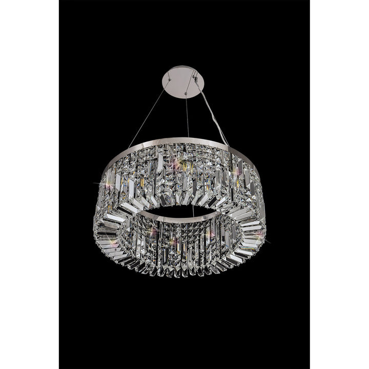 Nelson Lighting NL78079 Zian 60cm Round Pendant Chandelier 8 Light Polished Chrome/Crystal