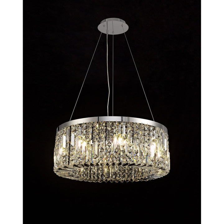 Nelson Lighting NL78079 Zian 60cm Round Pendant Chandelier 8 Light Polished Chrome/Crystal