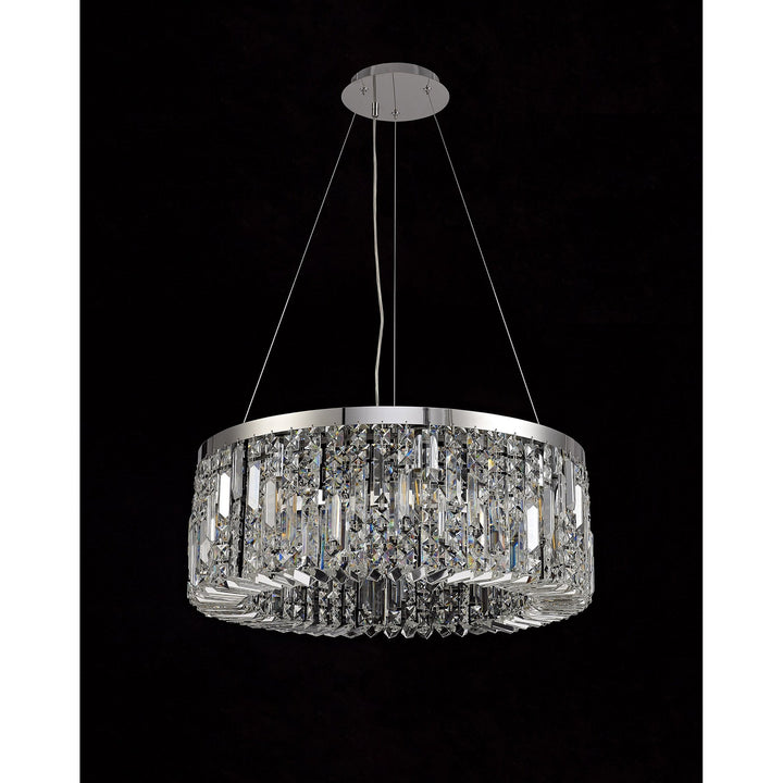 Nelson Lighting NL78079 Zian 60cm Round Pendant Chandelier 8 Light Polished Chrome/Crystal