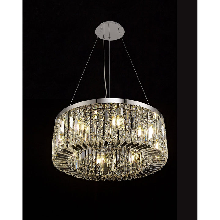 Nelson Lighting NL78079 Zian 60cm Round Pendant Chandelier 8 Light Polished Chrome/Crystal