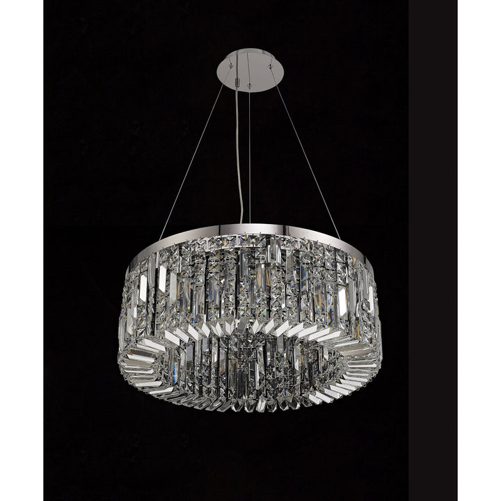 Nelson Lighting NL78079 Zian 60cm Round Pendant Chandelier 8 Light Polished Chrome/Crystal
