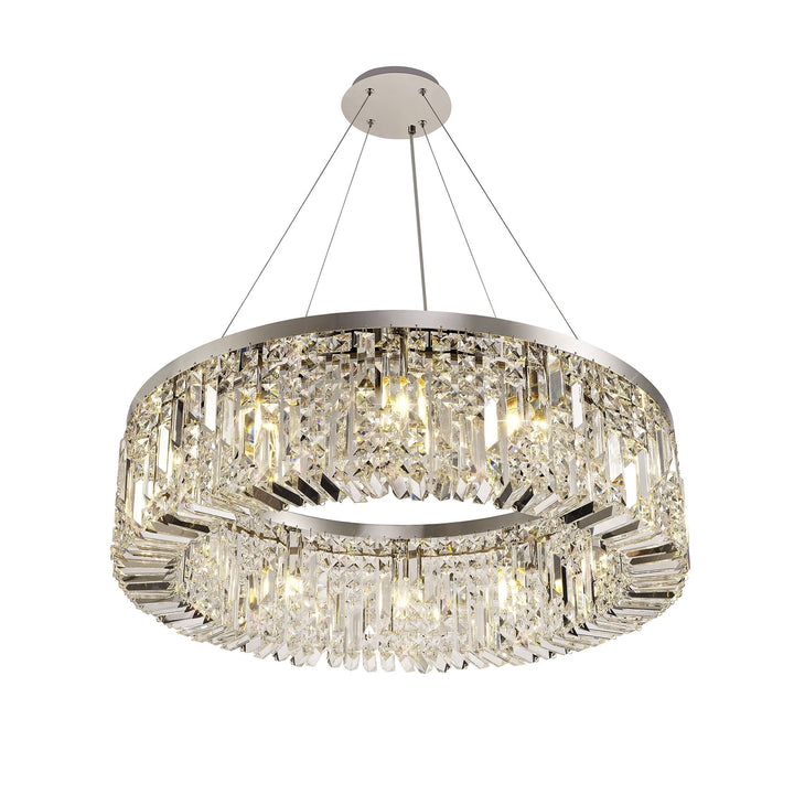 Nelson Lighting NL78089 Zian 80cm Round Pendant Chandelier 12 Light Polished Chrome/Crystal