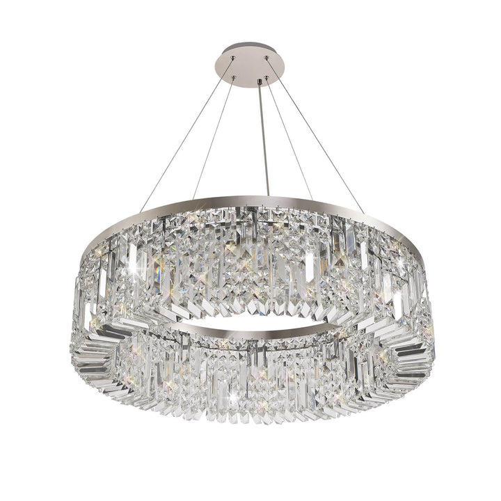 Nelson Lighting NL78089 Zian 80cm Round Pendant Chandelier 12 Light Polished Chrome/Crystal