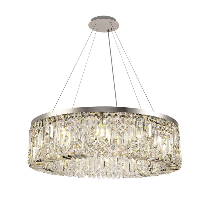 Nelson Lighting NL78089 Zian 80cm Round Pendant Chandelier 12 Light Polished Chrome/Crystal
