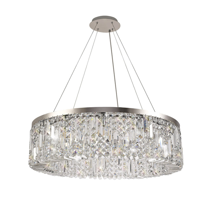 Nelson Lighting NL78089 Zian 80cm Round Pendant Chandelier 12 Light Polished Chrome/Crystal