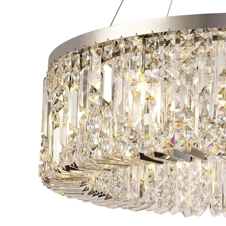 Nelson Lighting NL78089 Zian 80cm Round Pendant Chandelier 12 Light Polished Chrome/Crystal
